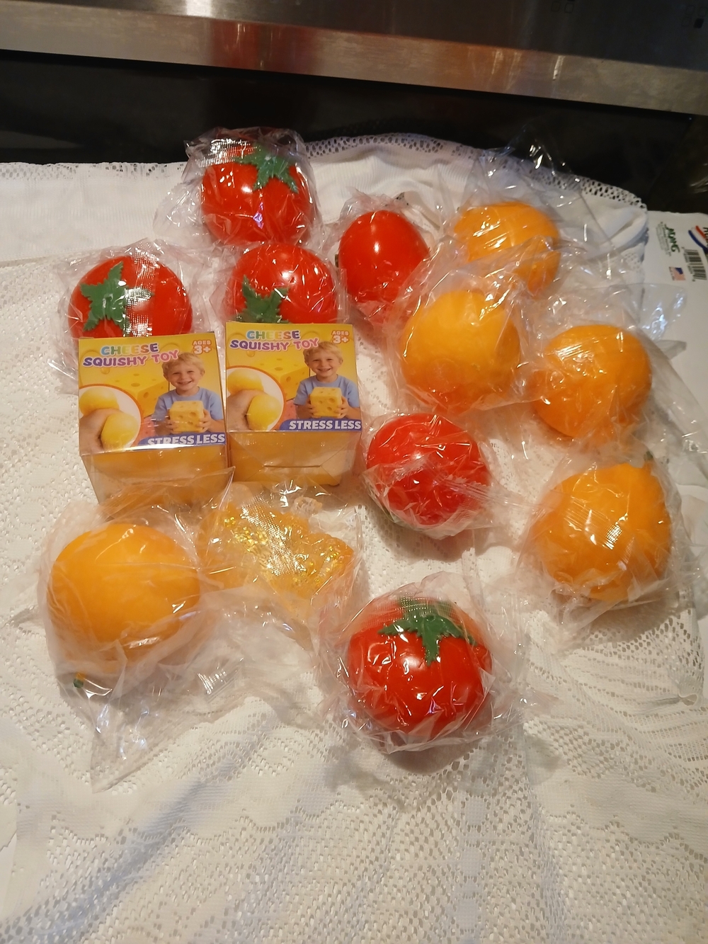 Stress Relief Squishy Tomato & Orange Toy - Red & Orange